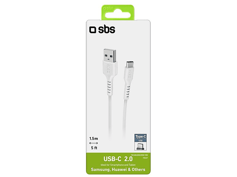 Kabel SBS Travel Data USB 2.0 - Type C 1,5m Biały – zdjęcie 3