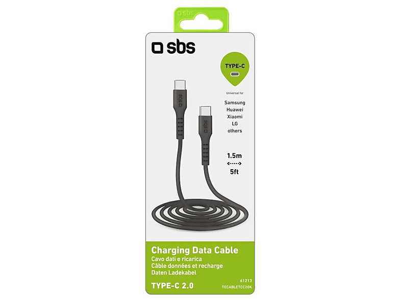 Kabel SBS USB-C 1.5m Czarny – zdjęcie 3