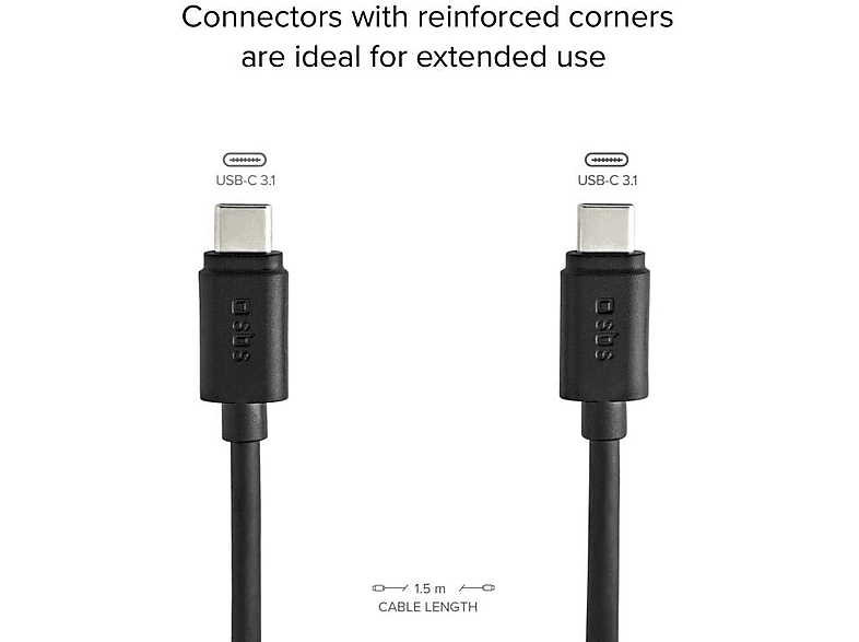 Kabel SBS USB Type C 3.1 1.5m Czarny – zdjęcie 2