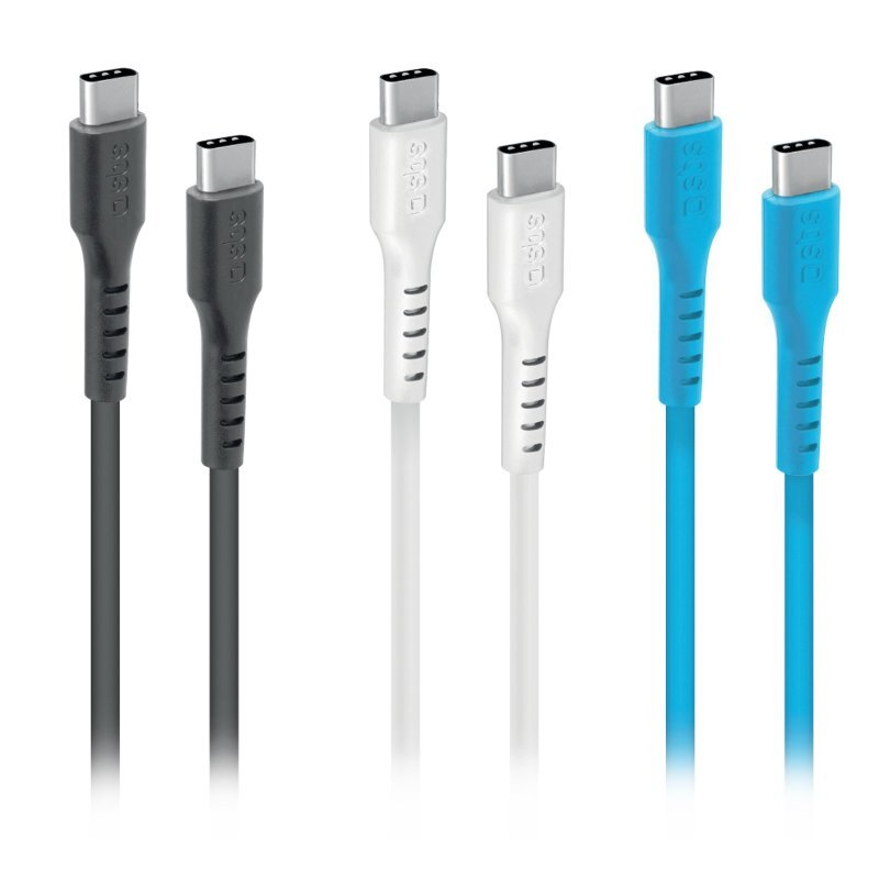 Zestaw kabli SBS 3x USB-C 1.2m Czarny, Biały, Niebieski
