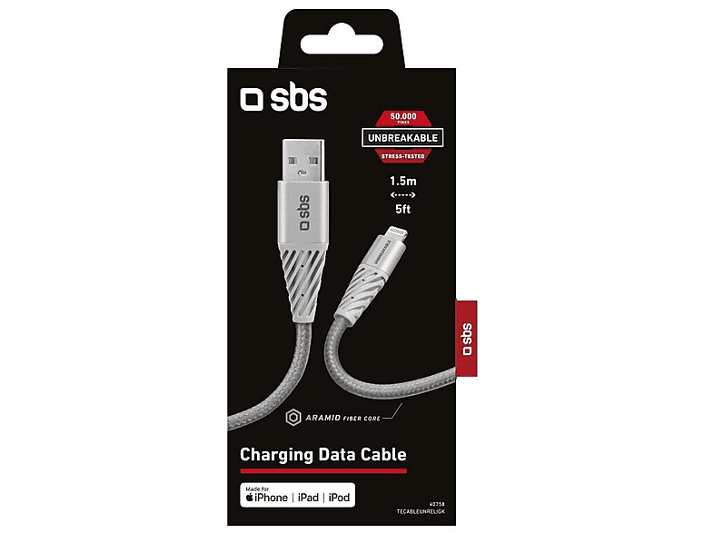 Kabel SBS Unbreakable USB-A Lightning 1,5m – zdjęcie 2