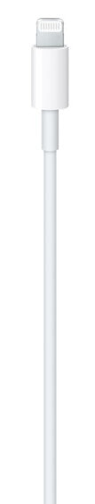 Biały kabel Lightning Apple. Złącze znajduje się na górze.