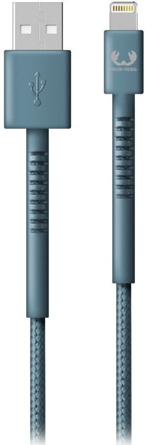 Niebieski kabel USB do Lightning z plecioną teksturą.