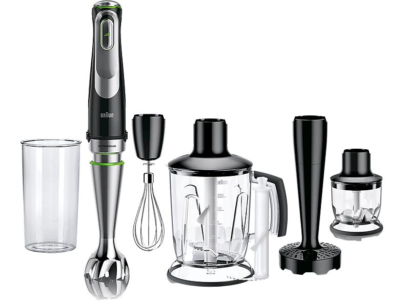 Braun Minipimer MultiQuick 9 MQ9147X, 1200 W, 3 Velocidades, 6 accesorios, Picadora, Inox