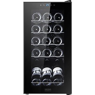 Vinoteca - Cecotec GrandSommelier 15000 Black Compressor, 15 botellas, 5 estantes, LED, Silencioso, 69 cm, Black