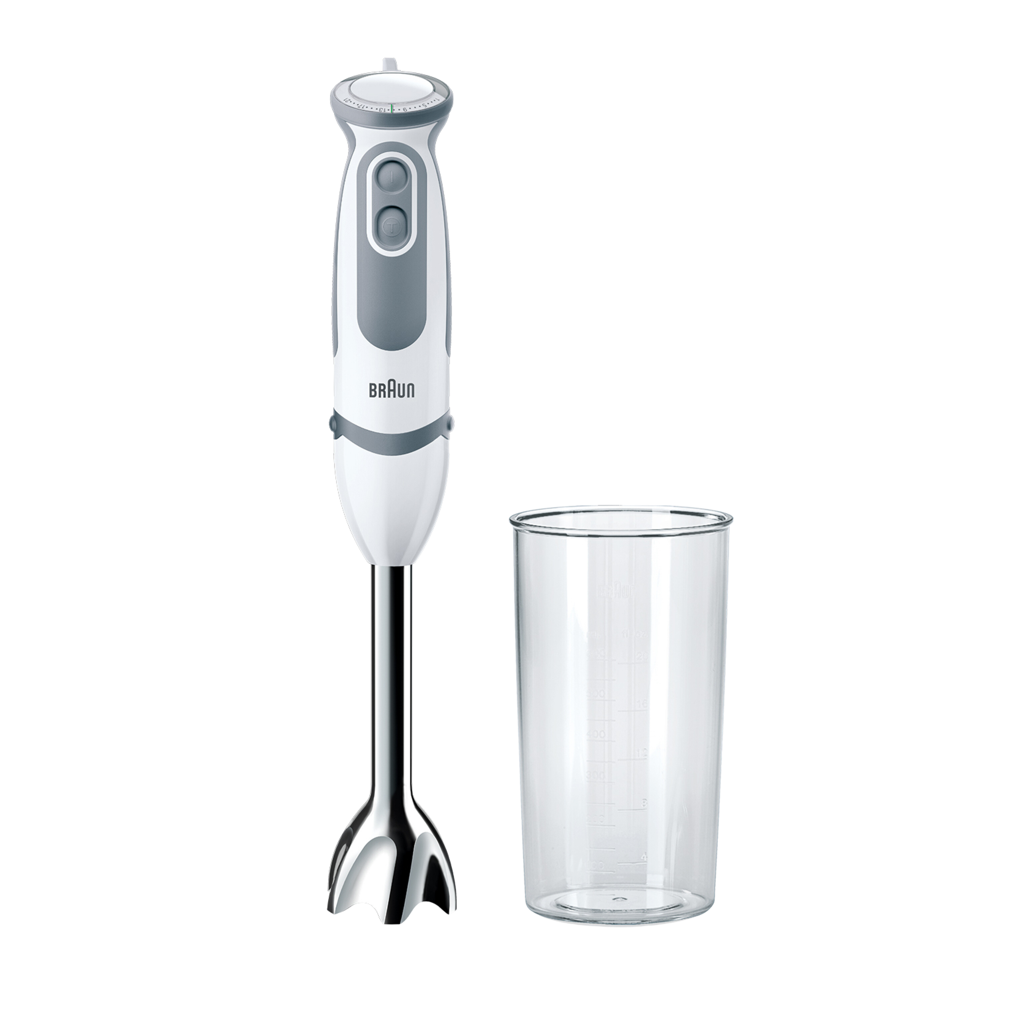 Batidora de mano - Braun Minipimer 5 MQ5200WH, 1000 W, 21 Velocidades, Vaso medidor 600 ml, Blanco