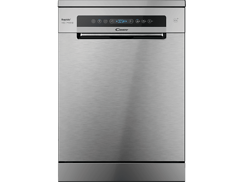 Candy Rapido' CF 5C7F1X, 15 servicios, 8 programas, Inicio Diferido, Motor Inverter, 60 cm, Conectividad Wi-Fi, Inox