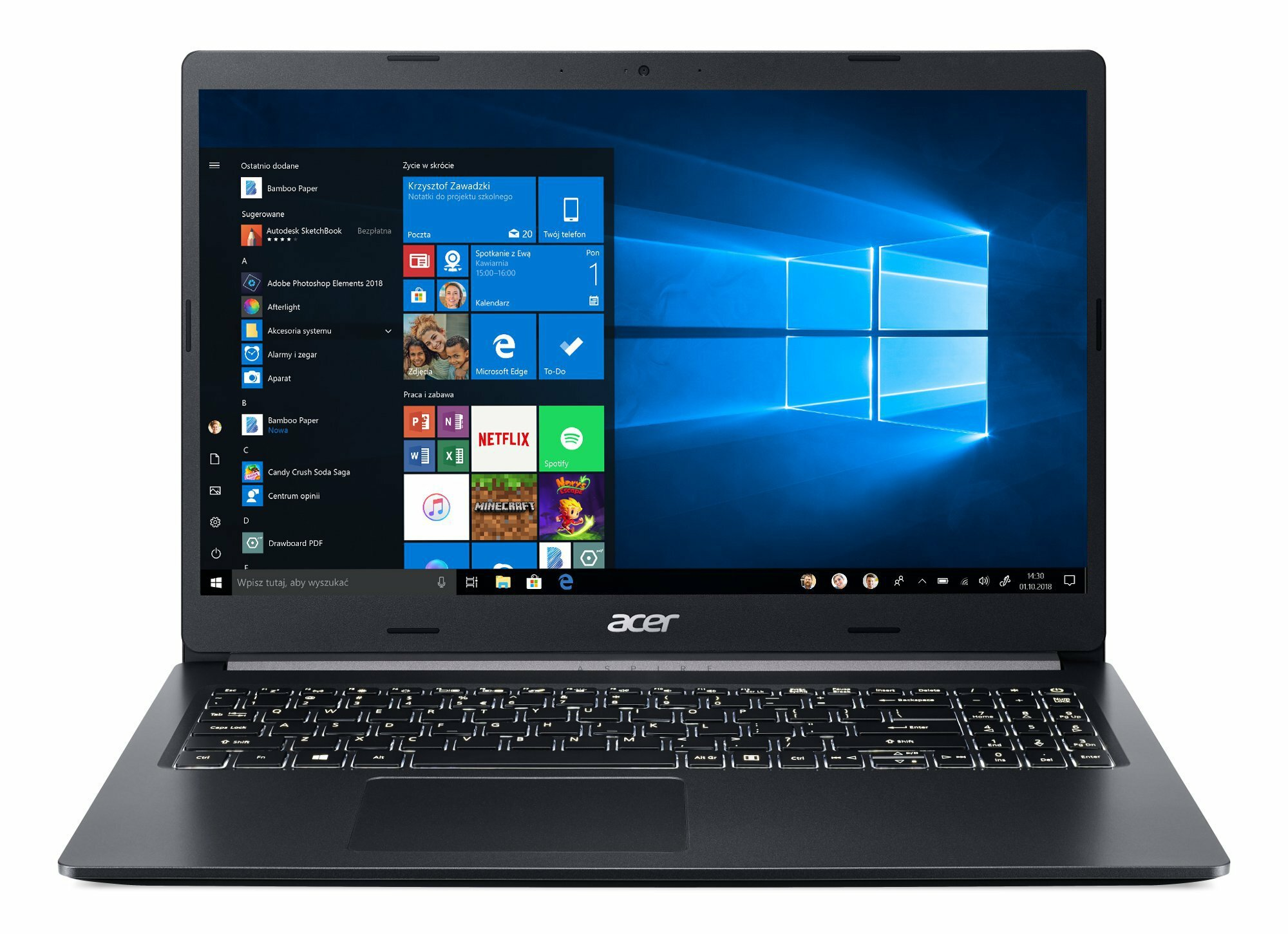 Laptop ACER Aspire 5 A515-54G-50NK NX.HN0EP.001 i5-10210U/8GB/1TB SSD/MX250 2GB/W10H Czarny