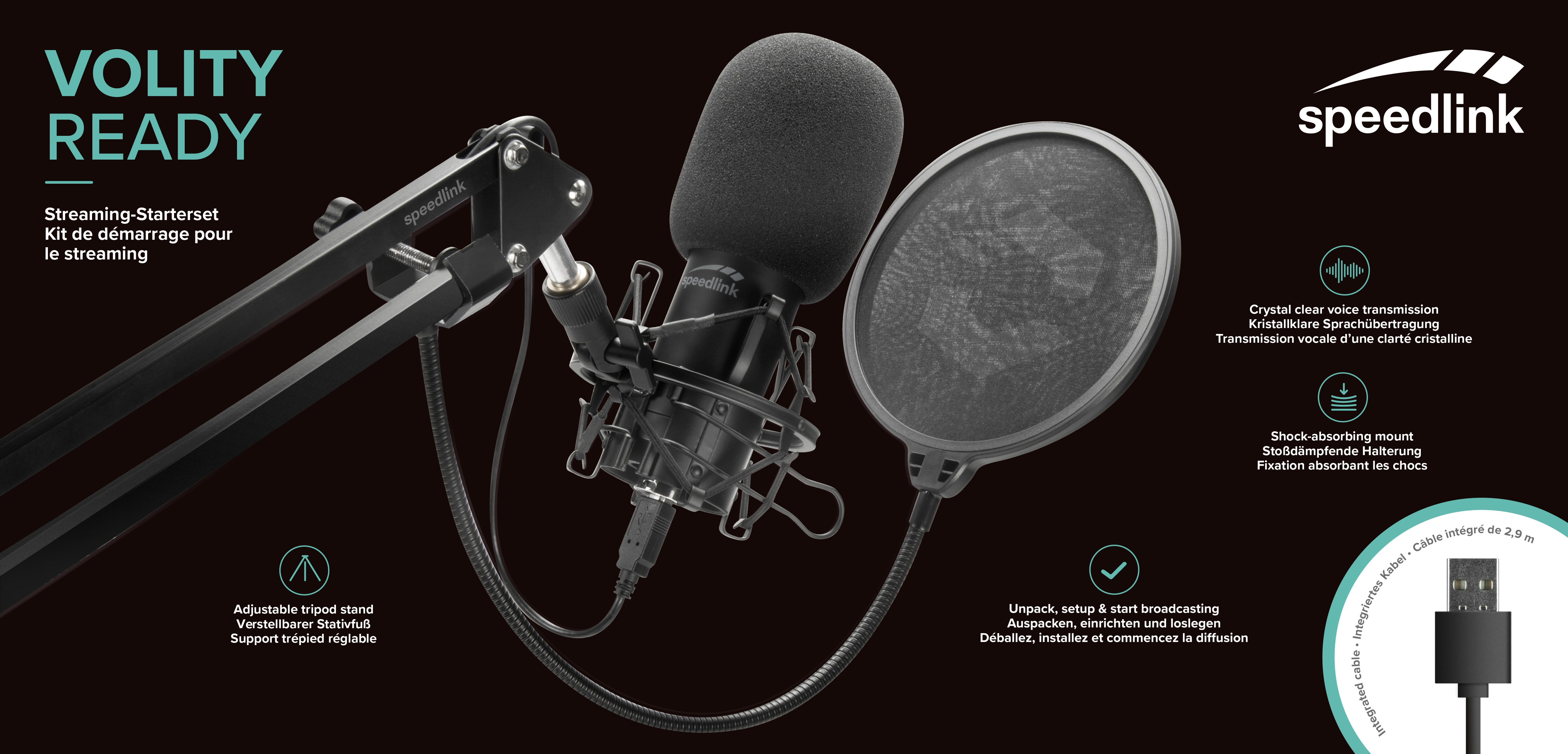 Streaming-Mikrofon-Kit mit Stoßdämpfer und Pop-Filter.