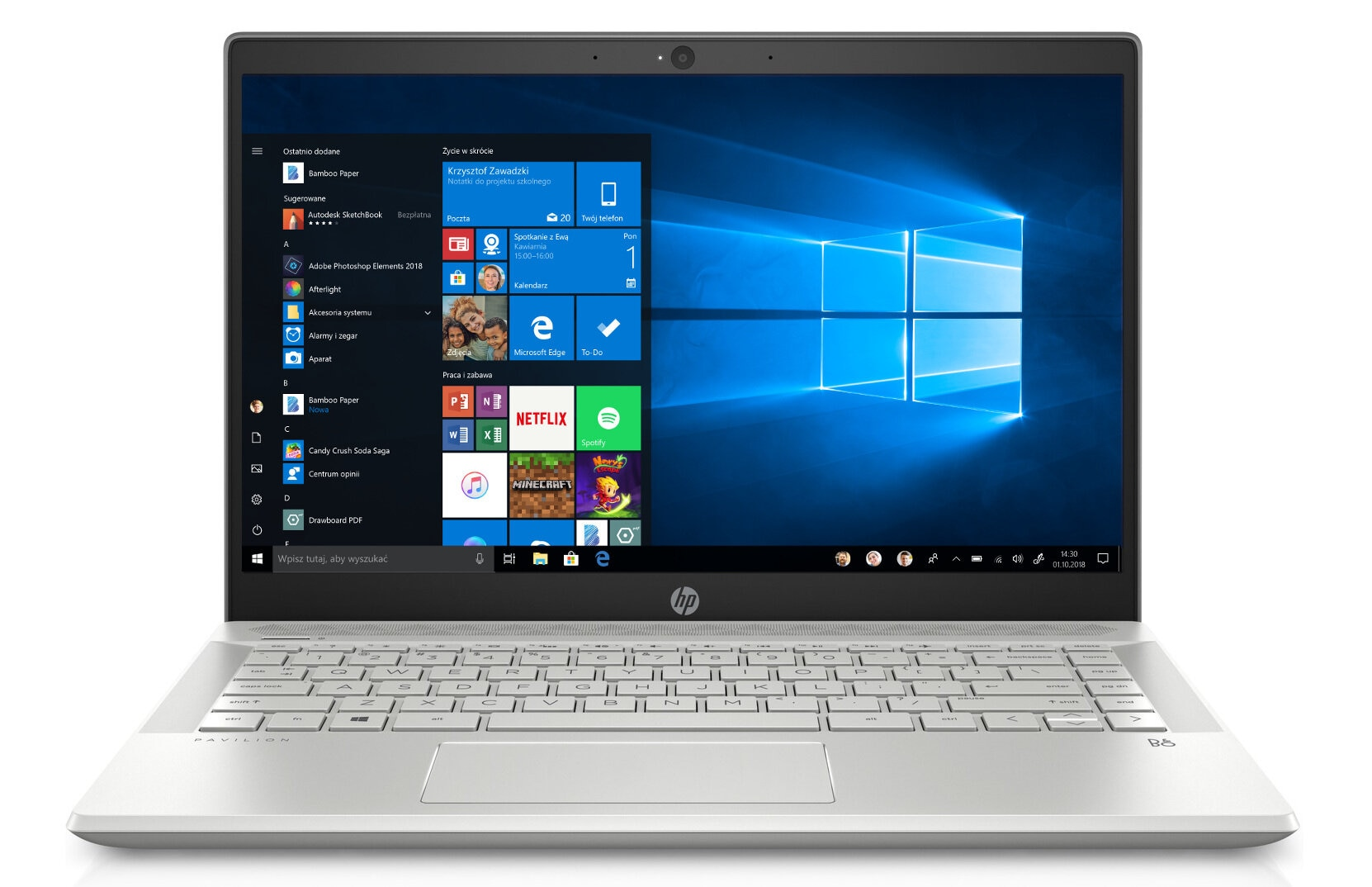 Laptop HP Pavilion 14-ce3019nw FHD i5-1035G1/16GB/1TB SSD/INT/Win10H Srebrny (Mineral Silver)