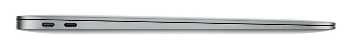 Widok z boku srebrnego laptopa, prezentujący elegancki, smukły design.