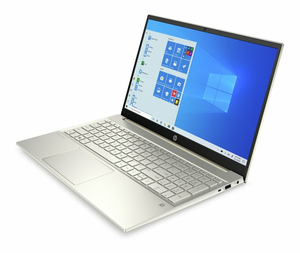 Otwarty srebrny laptop, pokazujący interfejs Windows na ekranie.