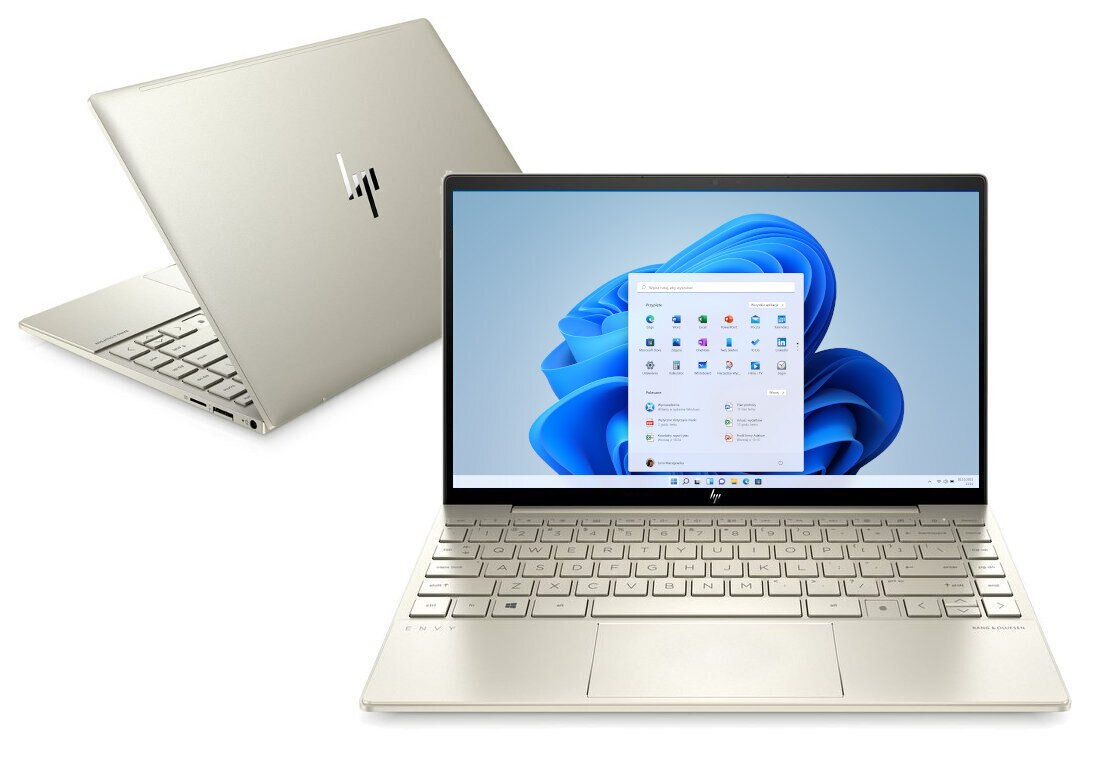 Dwa otwarte laptopy, jeden z widokiem z tyłu.