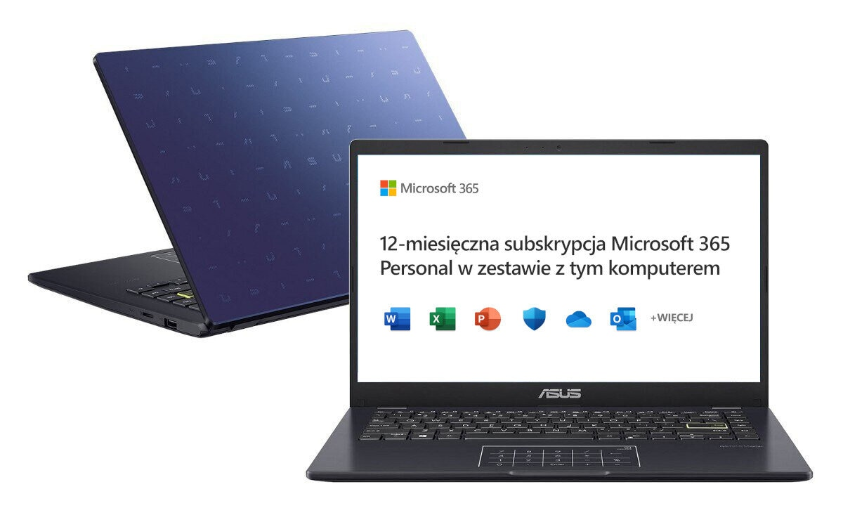Laptop ASUS E410MA-EK1989WS FHD Celeron N4020/4GB/128GB SSD/INT/Win11HS Niebieski (Peacock Blue) + Microsoft 365 12 mies.