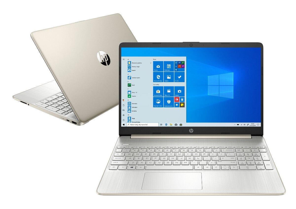 Dwa laptopy. Jeden otwarty, z interfejsem Windows, drugi zamknięty, tyłem do góry.