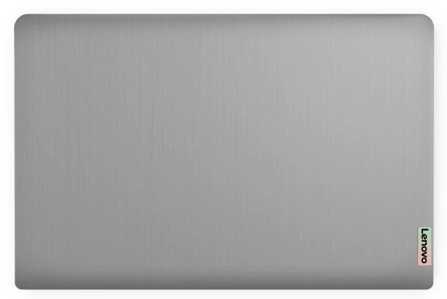 Tył laptopa, srebrny kolor, z logo Lenovo w prawym dolnym rogu.