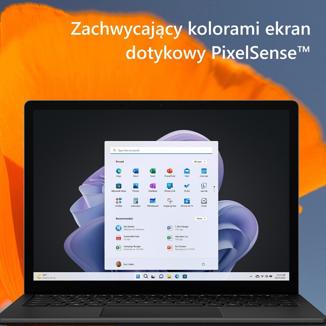 Laptop MICROSOFT Surface Laptop 5 13.5 Dotykowy i7-1255U/16GB/512GB SSD/INT/Win11H Czarny Matowy