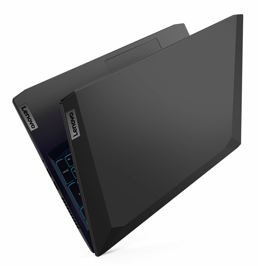 Otwarty laptop wyświetla pulpit systemu Windows z aplikacjami i logo Lenovo.