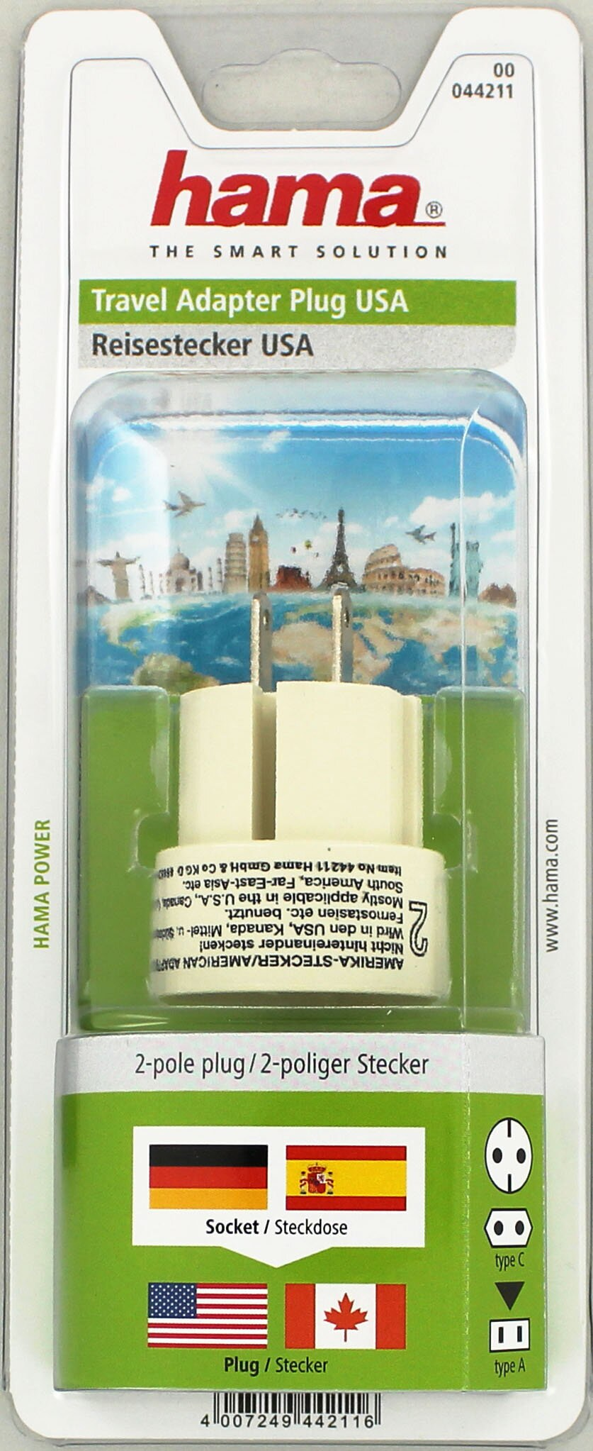 Adapter podróżny HAMA wtyczka amerykańska