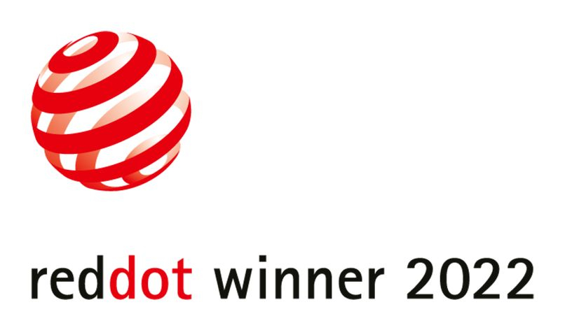The Red Dot Design Award logo: a red sphere with white stripes and text.
