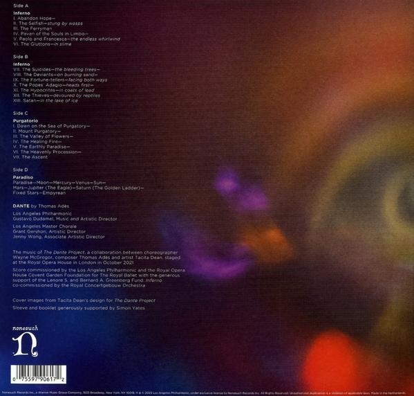 Albumcover von Dantes Inferno. Text listet Songs, Credits und Informationen auf. Nonesuch-Logo unten.