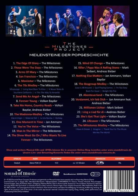 DVD-Cover mit Titelliste und Bandfotos. Der Text ist auf Deutsch.