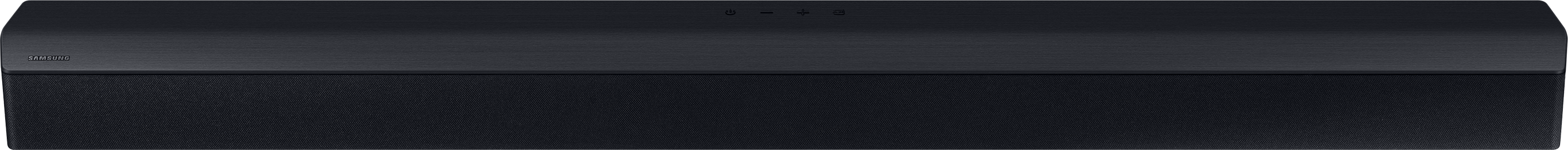 Fekete soundbar hálós előlappal és karcsú, téglalap alakú dizájnnal.