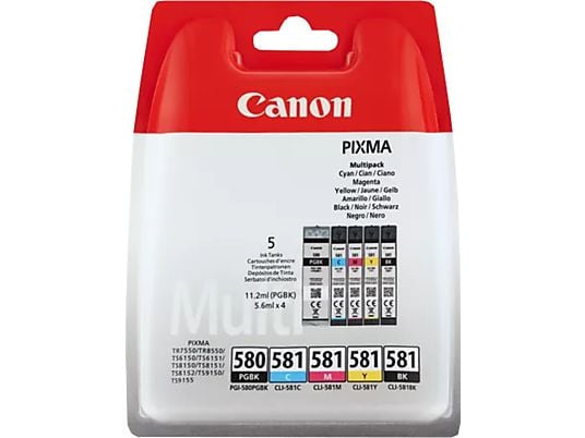 CANON PGI-580/CLI-581BK - Cartouche d'encre (Noir/Cyan/Magenta/Jaune/Pigment Noir)