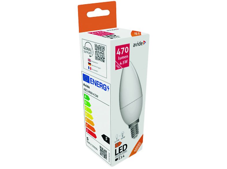 AVIDE LED Candle gyertya izzó, 4.5W, E14, 470lm, NW 4000K, természetes fehér (ABC14NW-4.5W)