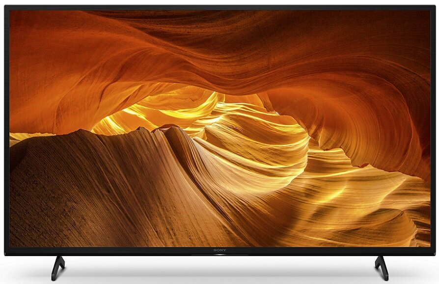 Ekran TV wyświetlający pomarańczowy krajobraz przypominający kanion.