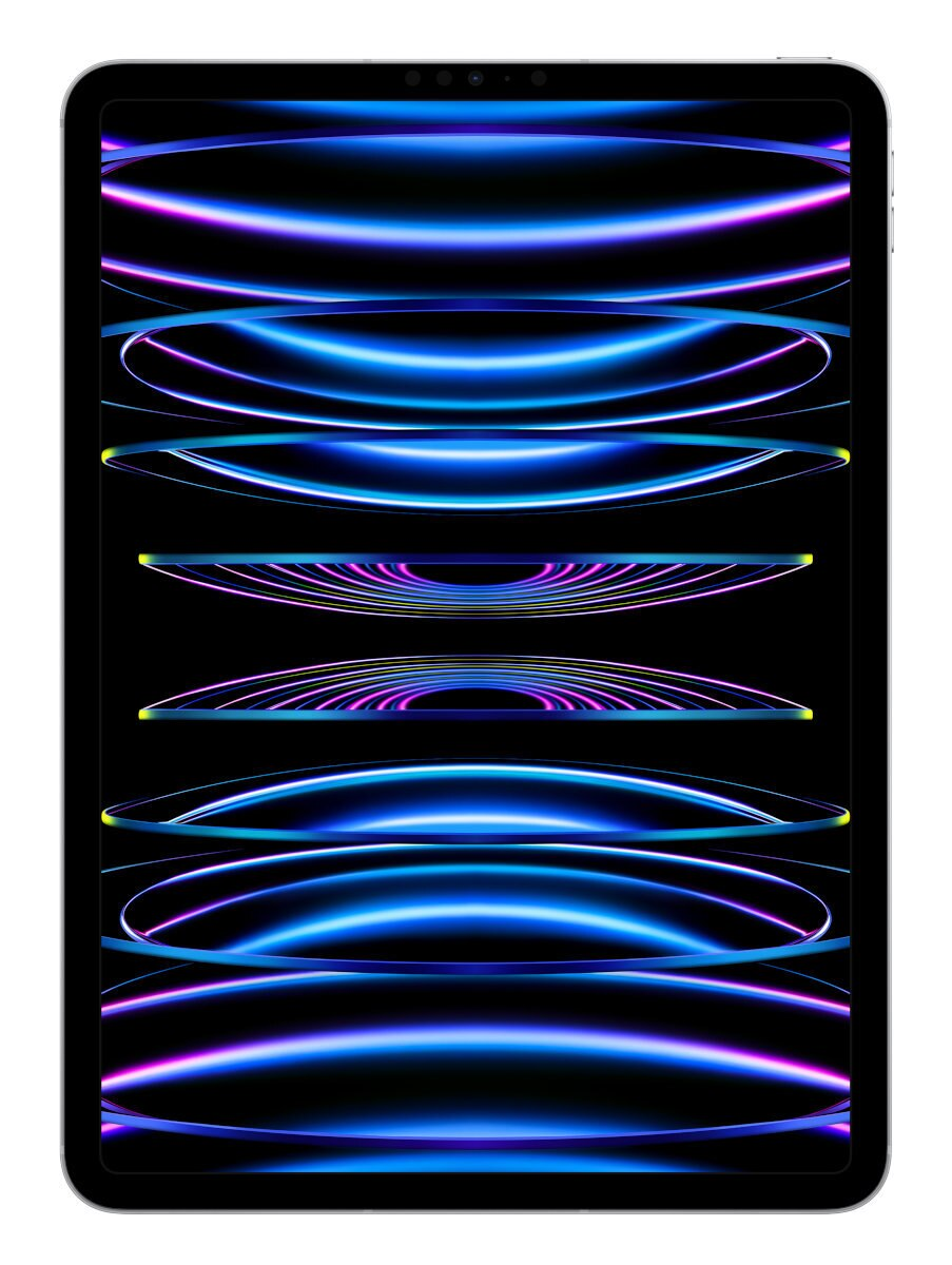 Ekran iPada wyświetlający żywy, abstrakcyjny i kolorowy projekt graficzny.