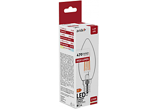 AVIDE LED Filament Candle gyertya izzó, 4.5W, E14, 470lm, WW 2700K, meleg fehér (ABLFC14WW-4.5W)