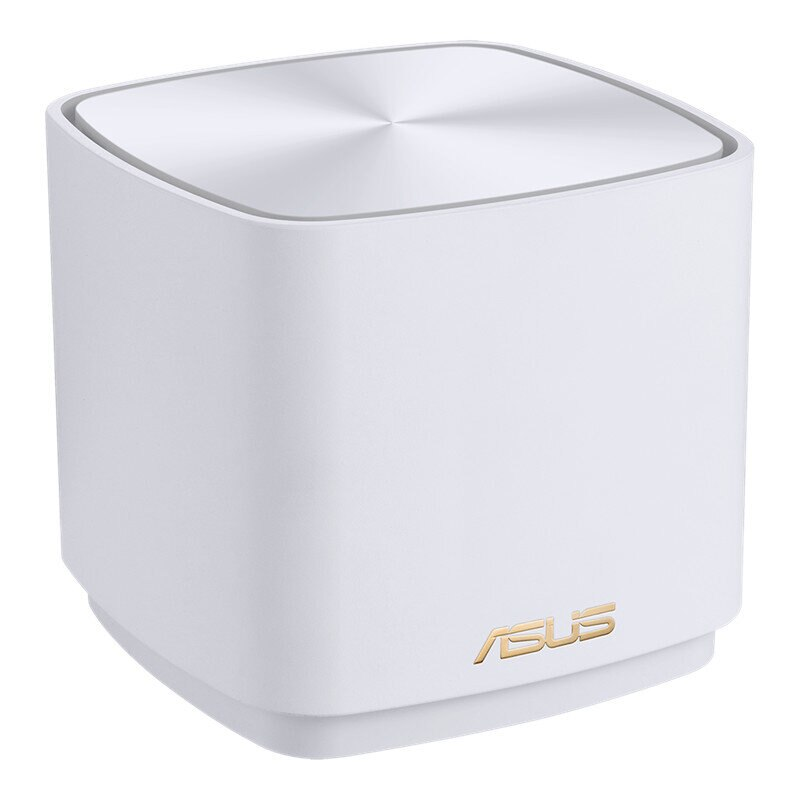 Biały i srebrny router Wi-Fi ASUS z logo ASUS.