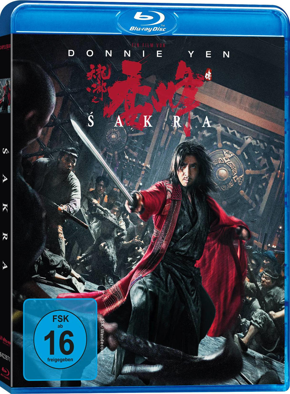 Blu-ray-Filmcover: Donnie Yen in Rot, hält ein Schwert, inmitten einer Kampfszene.