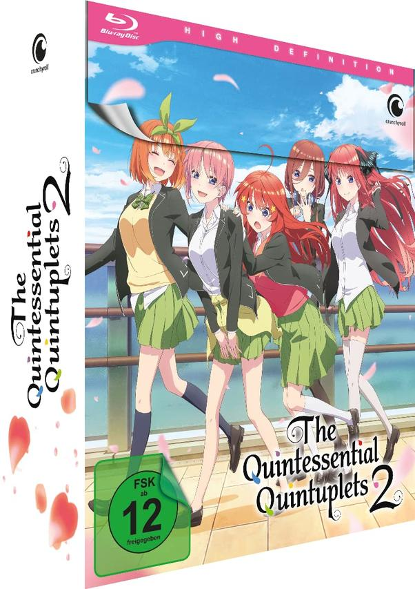Blu-ray-Box-Set für The Quintessential Quintuplets 2 Anime. Fünf Mädchen werden gezeigt.