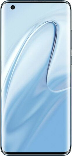 Zbliżenie na ekran smartfona. Ekran wyświetla jasnoniebieski gradient. Telefon ma srebrną ramkę.