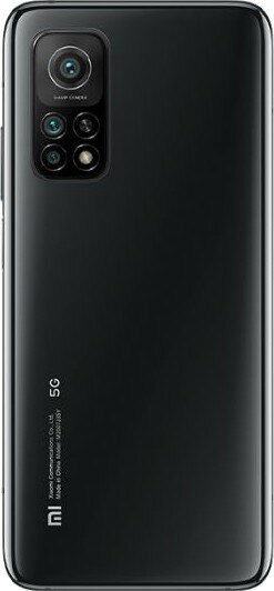 Tył czarnego smartfona z prostokątnym modułem aparatu i logo Mi 5G.