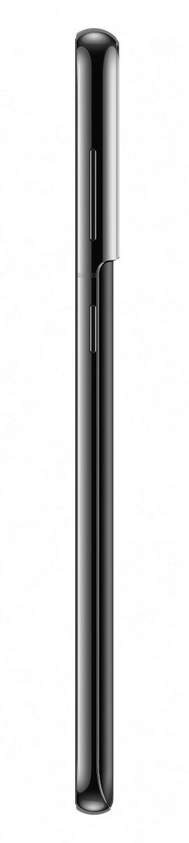 Elegancki czarny smartfon, widok z boku, błyszczące wykończenie z minimalistycznym designem.