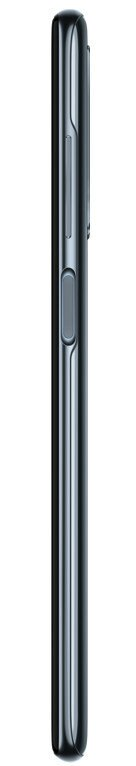 Widok z boku ciemnoszarego smartfona z przyciskami głośności i zasilania.