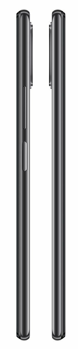 Dwa czarne smartfony obok siebie, pokazujące swoje profile.