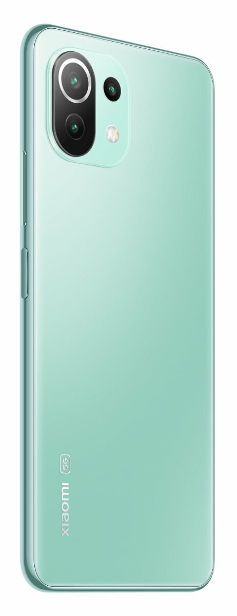 Miętowy smartfon, widok z tyłu, z aparatami.
