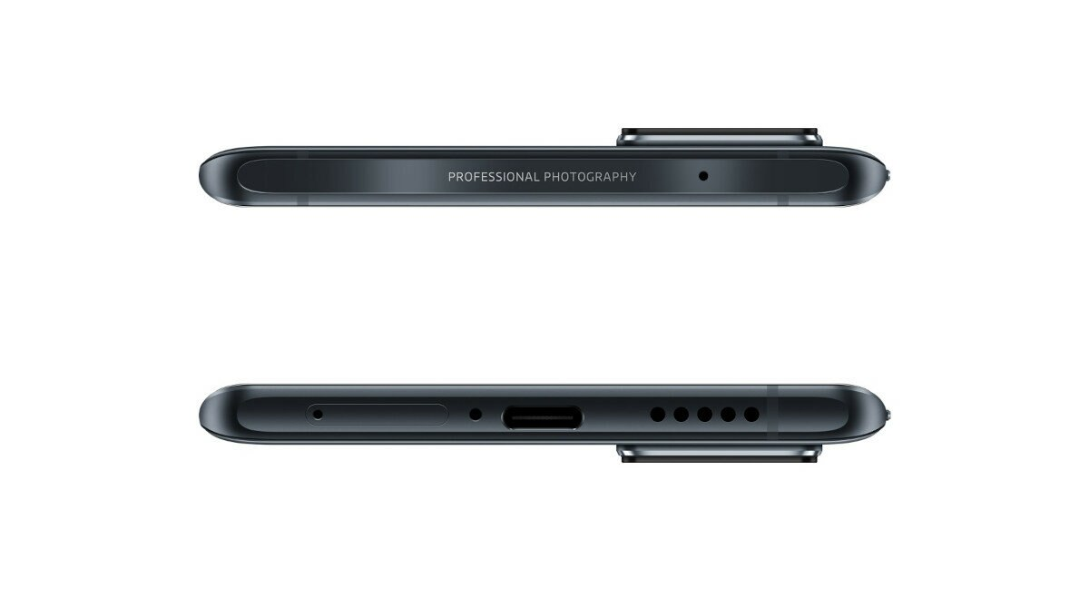 Widok z góry i z dołu czarnego smartfona. Widoczne słowa 'PROFESSIONAL PHOTOGRAPHY'.