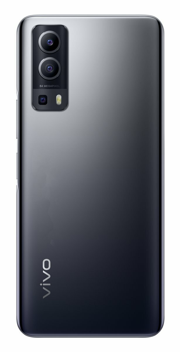 Tył czarno-szarego smartfona z aparatami.
