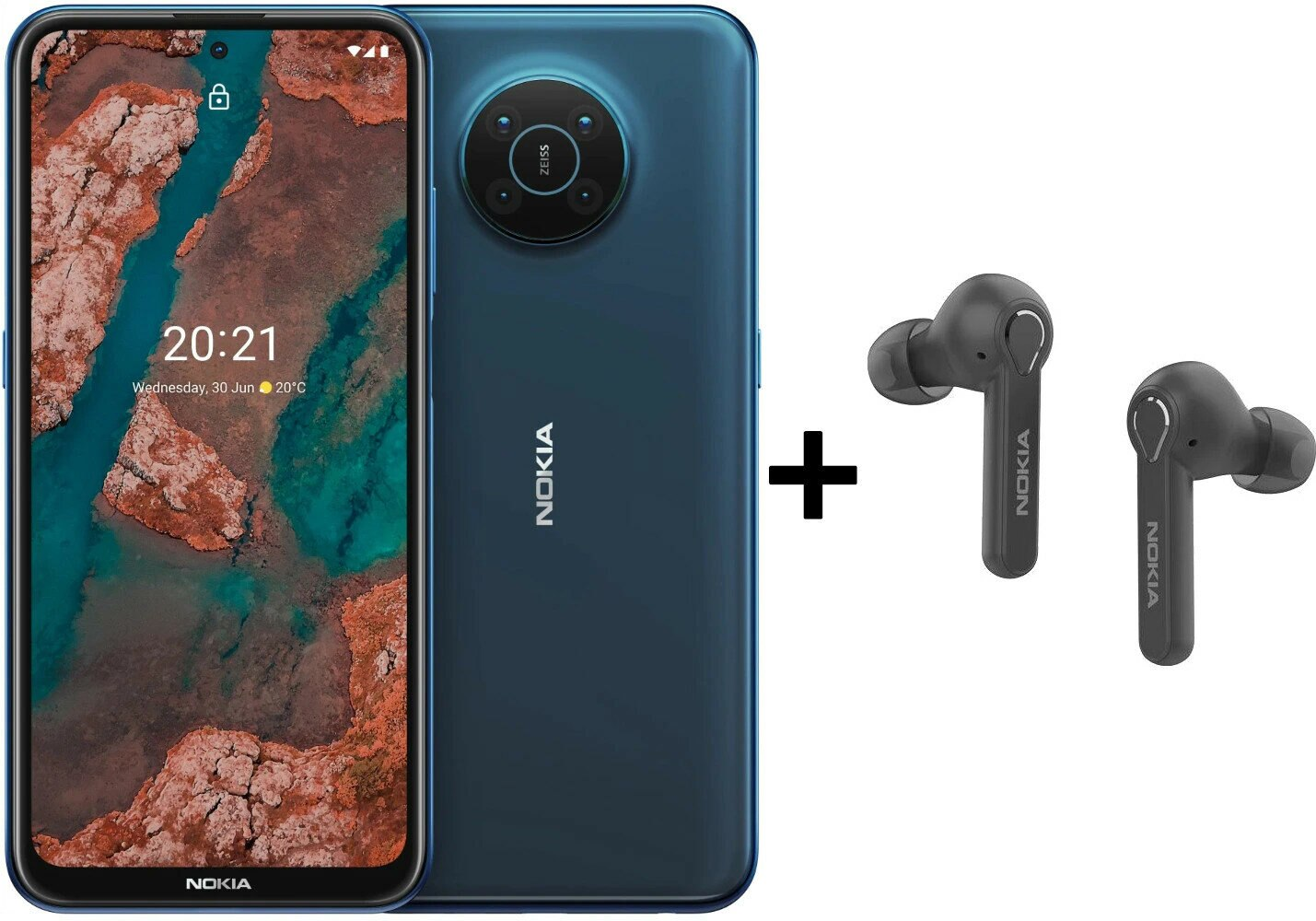 Smartfon NOKIA X20 Dual SIM 8/128GB ECO7A Niebieski + słuchawki Bluetooth BH-205 Czarny