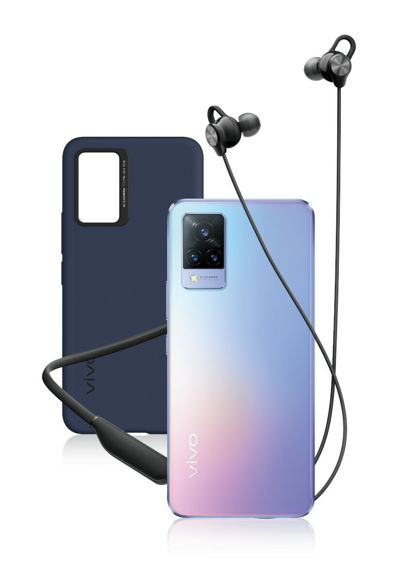 Smartfon VIVO V21 5G 8GB/128GB Błękitny (Sunset Dazzle) + etui + słuchawki HP2154