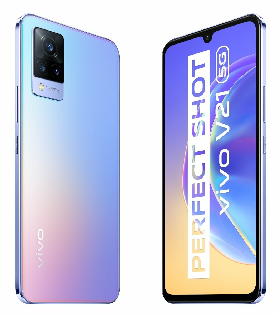 Smartfon VIVO V21 5G 8GB/128GB Błękitny (Sunset Dazzle) + etui + słuchawki HP2154