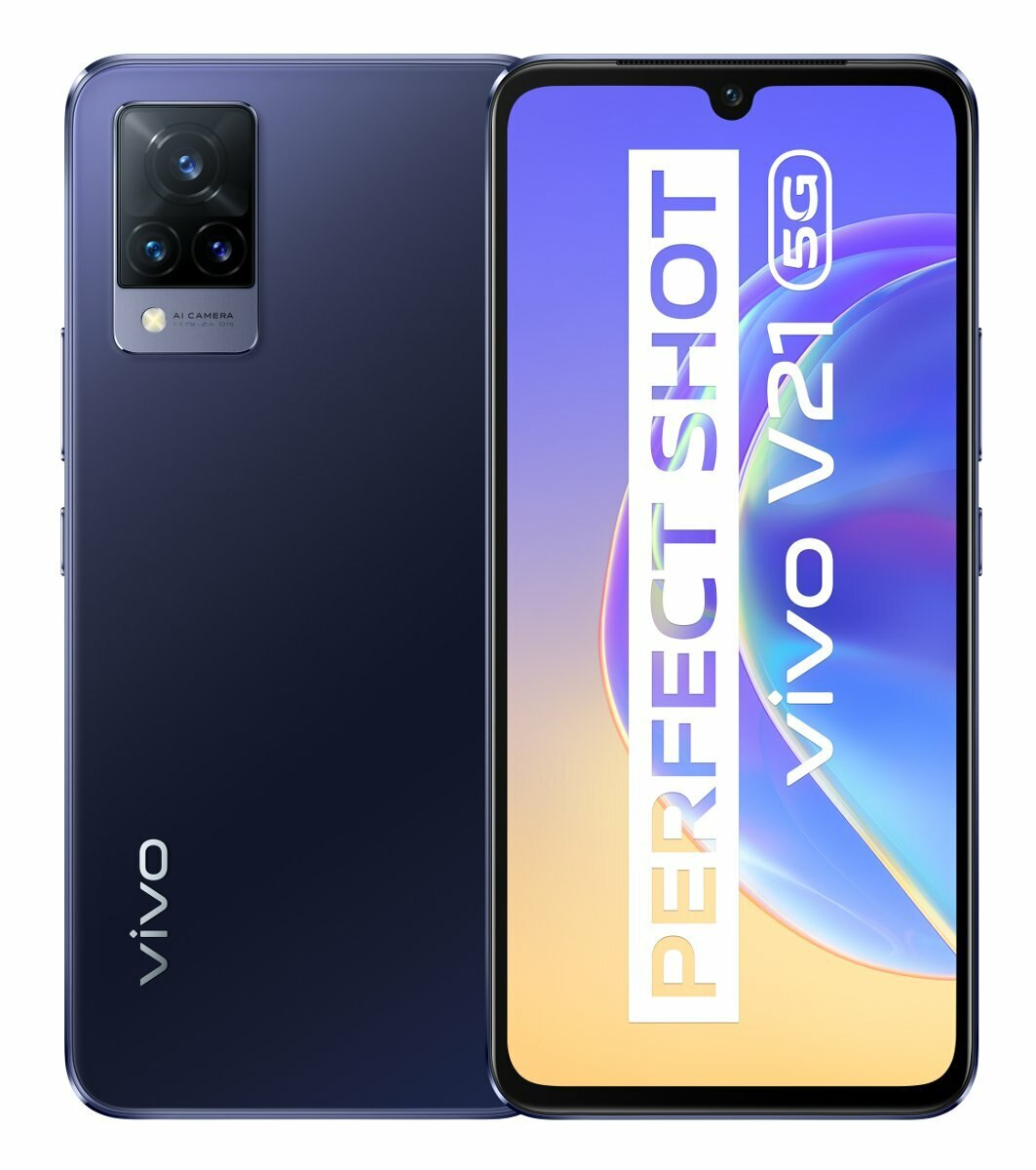 Smartfon VIVO V21 5G 8GB/128GB Granatowy (Dusk Blue) + etui + słuchawki HP2154