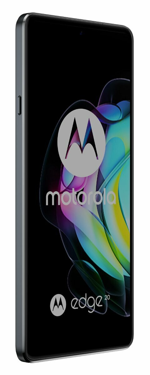 Smartfon Motorola Edge 20 wyświetla kolorową tapetę.