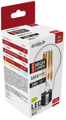 AVIDE LED Filament A60 Globe gömb izzó, Super High Lumen 9.5W, E27, 1521lm, WW 2700K (ABLFG27WW-9.5W-SHL)