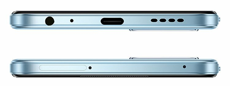 Zbliżenie dolnej części telefonu, pokazujące gniazdo słuchawkowe, port ładowania i otwory głośnika.